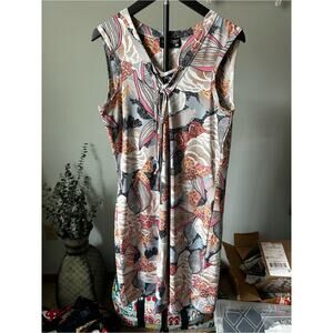 Tango Mango Sleeveless Keyhole Swing Dress Multicolored Floral Resort Size L